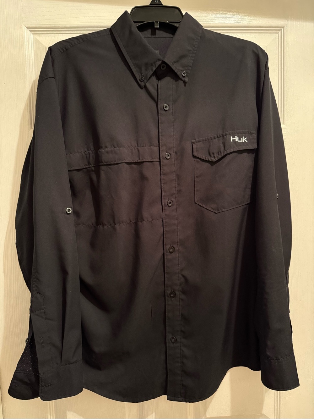 Huk Men's Long-Sleeve Button Down Shirt - Black
